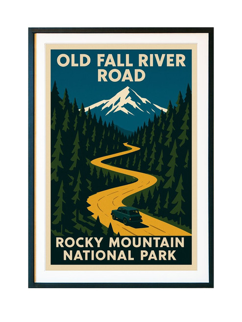 Old Fall River Road Rocky Mountain National Park Poster – Vintage Alpine Road Matte Vertical Wall Art (Unframed)
