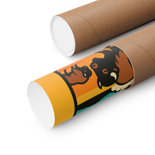 Yellowstone Bison & Old Faithful Poster – Vintage National Park Matte Vertical Wall Art (Unframed)