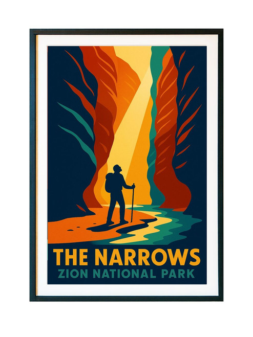 The Narrows Zion National Park Poster – Vintage Slot Canyon Matte Wall Art (Unframed)