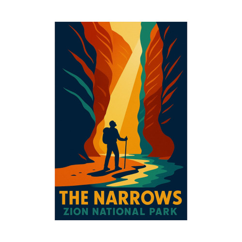 The Narrows Zion National Park Poster – Vintage Slot Canyon Matte Wall Art (Unframed)