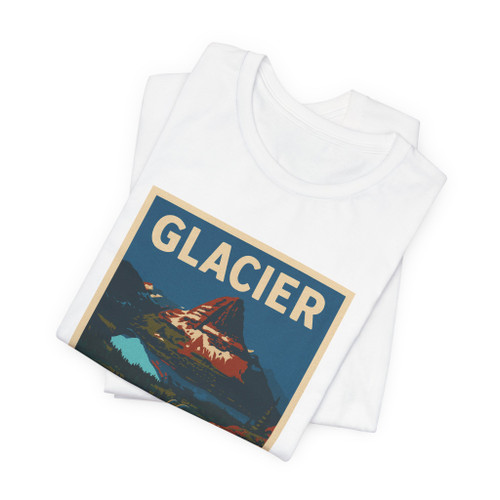 Glacier National Park Vintage Poster T-Shirt – Mountain Goat & Wildflower Scenic Tee