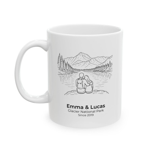 Personalized Glacier National Park Couple Mug | Custom Names & Date Coffee Cup