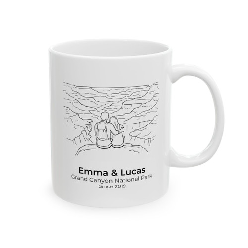 Personalized Grand Canyon National Park Couple Mug | Custom Names & Date Canyon Coffee Cup