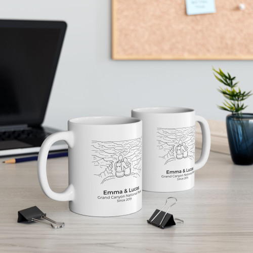 Personalized Grand Canyon National Park Couple Mug | Custom Names & Date Canyon Coffee Cup