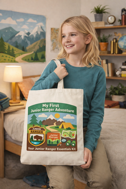 Junior Ranger Adventure Tote Bag | My First National Park Explorer Canvas Bag