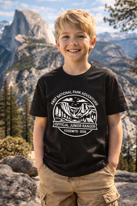 Yosemite junior ranger youth t-shirt with mountain design