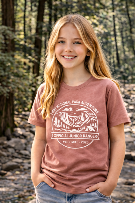 Kids national park shirt with vintage badge graphic