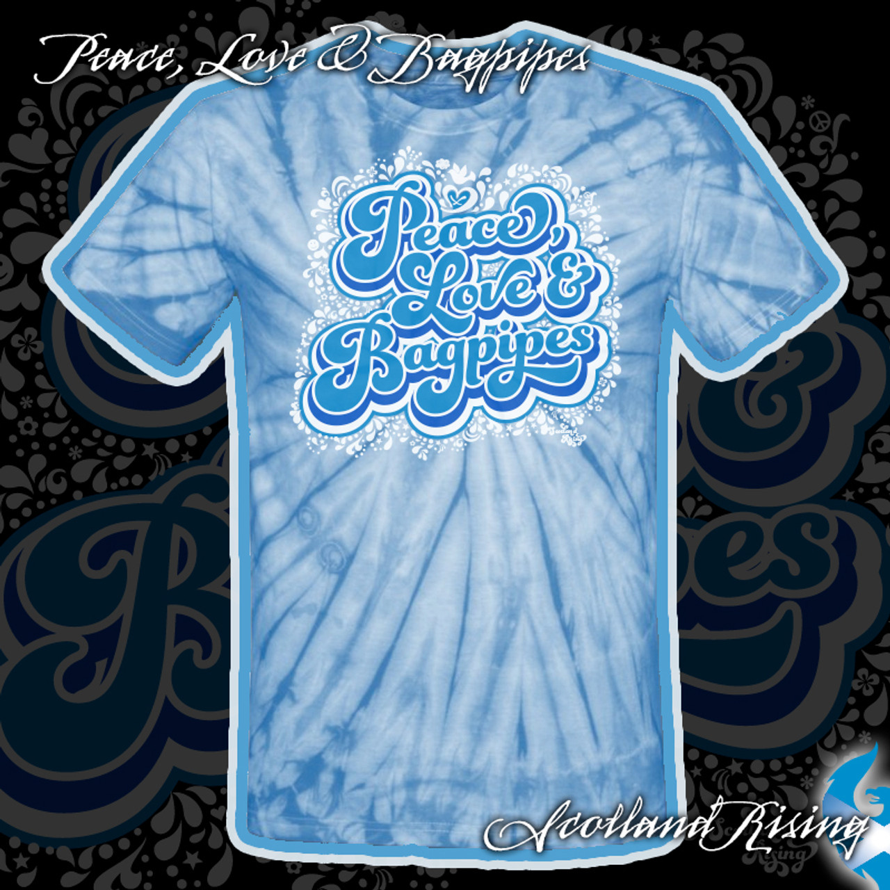 Peace Love And Bagpipes T Shirt The Tartan Store