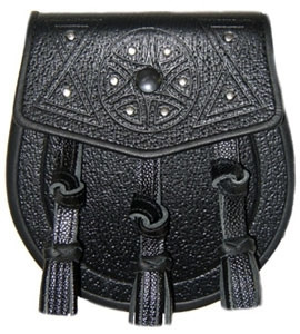 Embossed Black Leather Sporran Embossed Black Leather Sporran