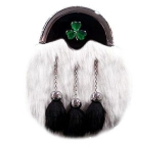 White Rabbit Fur Sporran with Shamrock_2 White Rabbit Fur Sporran with Shamrock_2
