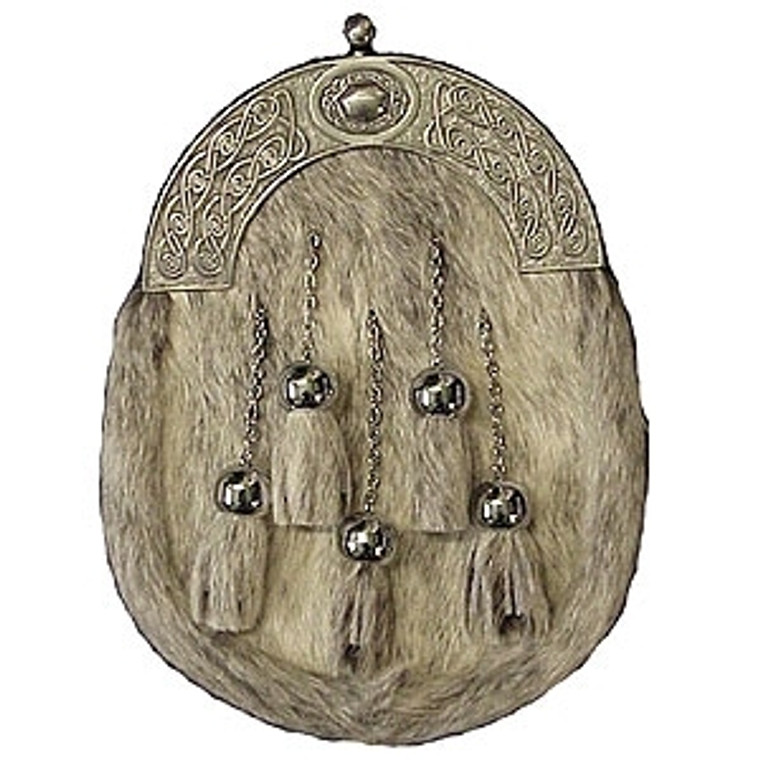 Celtic Pewter Cantle Bovine Fur Sporran