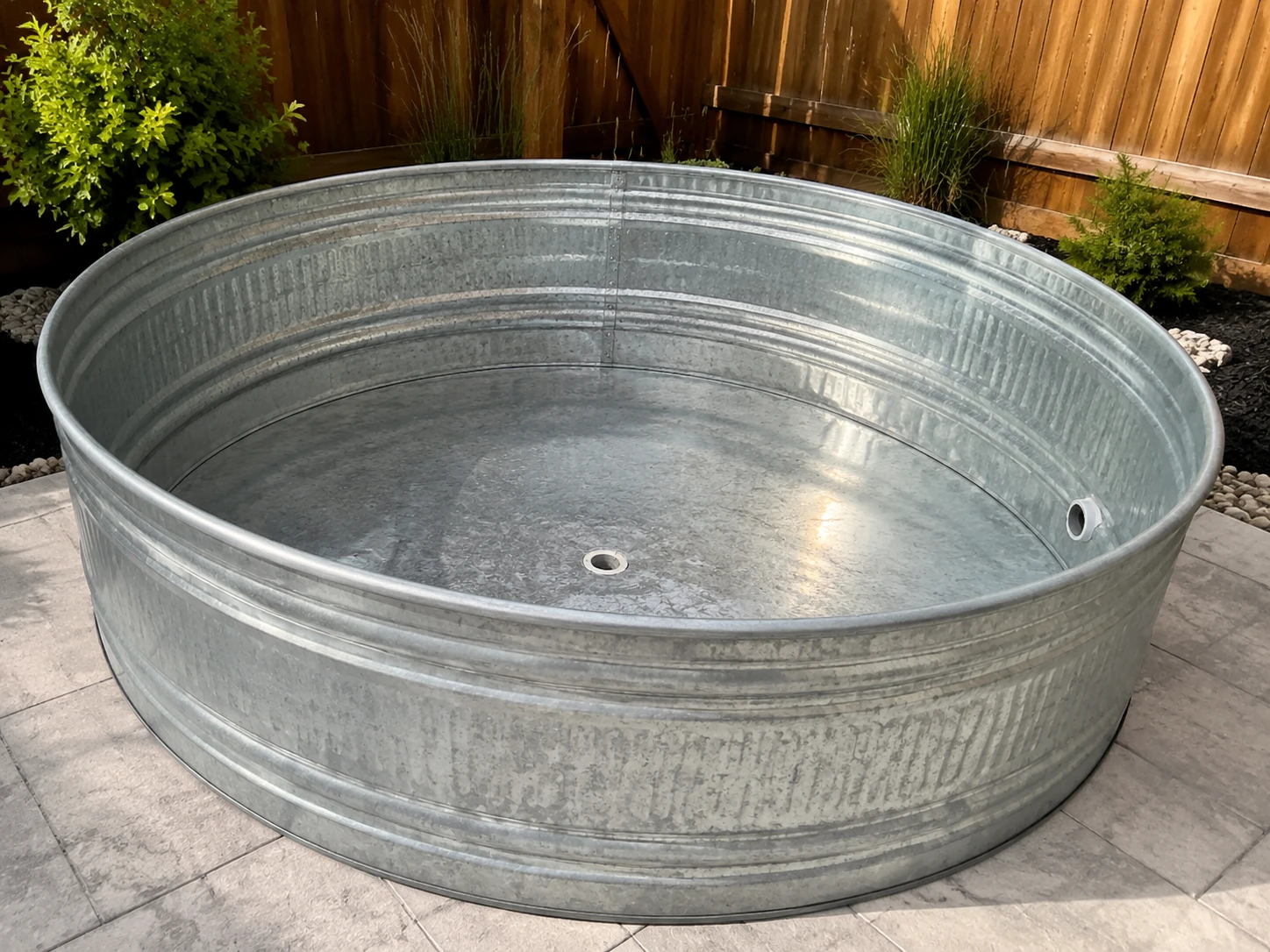 Galvanized steel or aluminum swimming pool surface