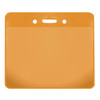 orange color back vinyl card holder with clear front and horizontal orientation with slot and chain holes