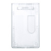 two-card dual sided hard rigid plastic card holder with tab attachment in back