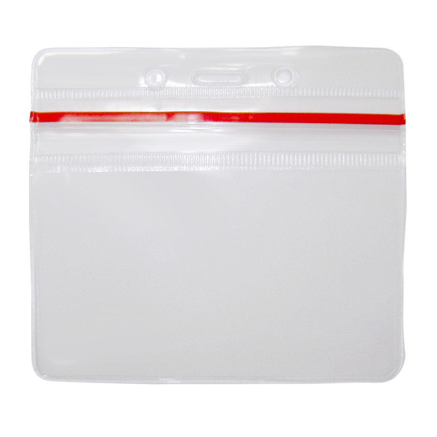 Holder-Zip Lock-Vinyl-Horz-Red Zip: OUTER- 4.25in X 3.75in INSERT