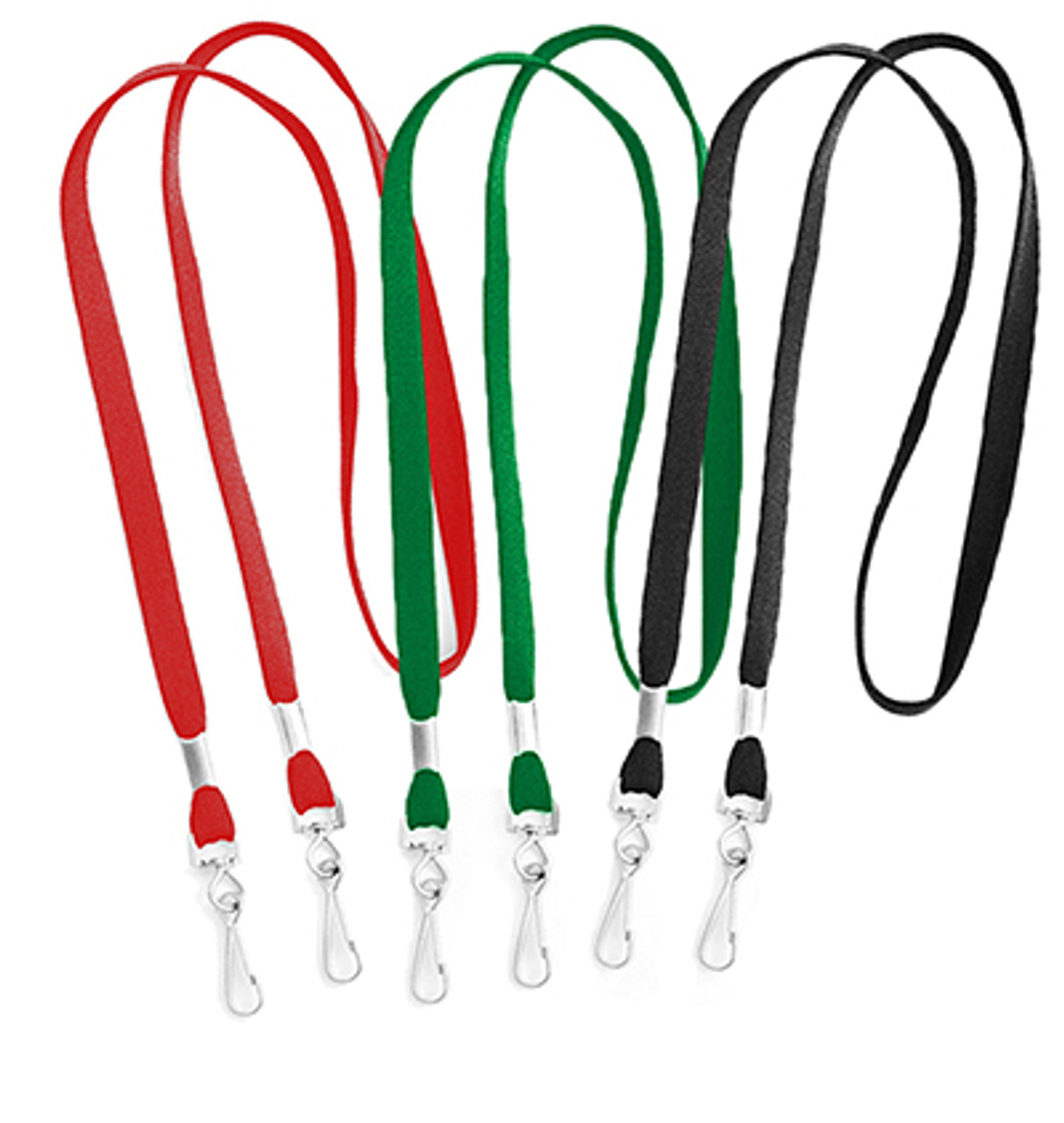 Fabric Open-Ended Lanyard with Dual Steel Swivel J Hooks - 3/8 inches wide  - Pack of 50 