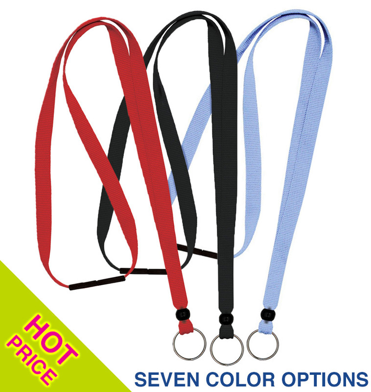 Fabric Open-Ended Lanyard with Dual Steel Swivel J Hooks - 3/8 inches wide  - Pack of 50 