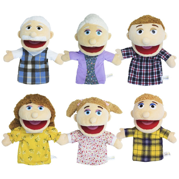Family Hand and Finger Puppets Grandparents, Mom & Dad, Brother & Sister Plush Hand Puppet Toys Role-Play Toy Puppets for Kids Storytelling Imaginative Pretend Play Teaching Preschool