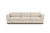 Modern 3-seater beige fabric sofa with clean lines and wood base, photographed on white background