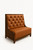 Luxury tufted leather banquette with high back, wood frame, and customizable upholstery — ideal for hospitality or dining settings.