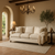 Luxury customizable cream linen sofa with rolled arms, handcrafted design, and plush seating Montecito Elegance Sofa by Fashion Forward FurnitureSpanish Colonial Luxury