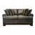 Brazaria loveseat with rolled arms, nailhead trim, and distressed charcoal fabric – photographed on a white background