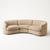 A curved 3-seat modular sofa in warm beige linen-bouclé fabric