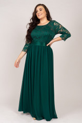 Josephine Lace Sleeved Bridesmaid Dress in Emerald Green