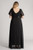 Evelyn Chiffon Short Sleeved Bridesmaid Dress in Black