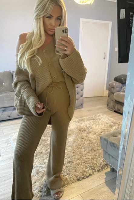 Stone Overzised Knitted Tracksuit (Petite & Plus)