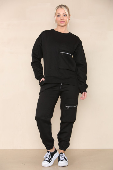 Black Pocket Zip Tracksuit