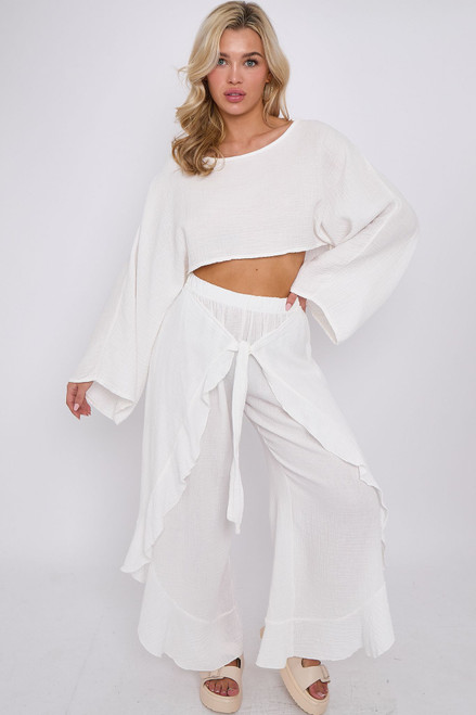 Delila White 2pc Flare Set