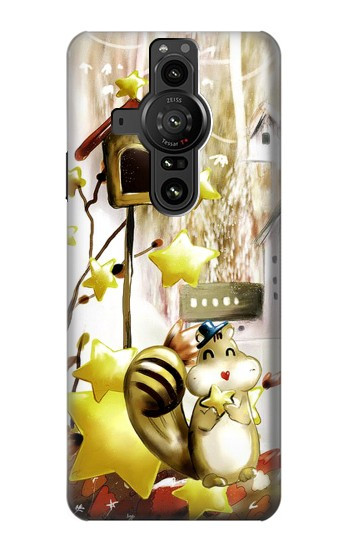 W0109 Cute Squirrel Cartoon Case Cover Custodia e Flip Case per Sony Xperia Pro-I