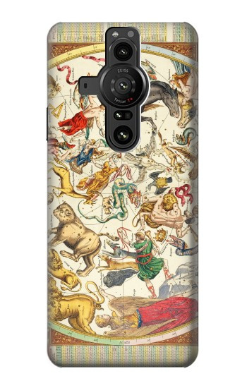 W3145 Antique Constellation Star Sky Map Case Cover Custodia e Flip Case per Sony Xperia Pro-I