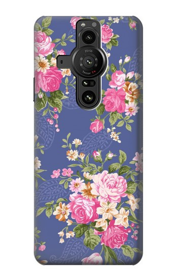 W3265 Vintage Flower Pattern Case Cover Custodia e Flip Case per Sony Xperia Pro-I