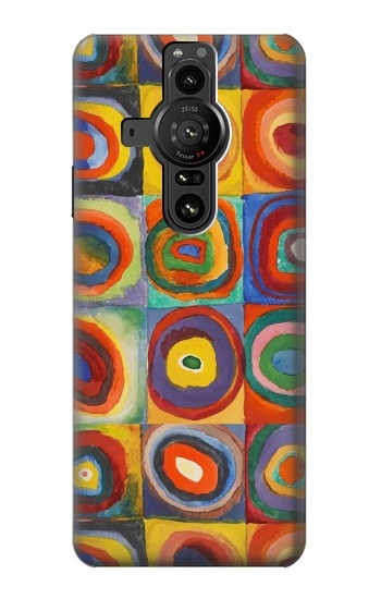 W3409 Squares Concentric Circles Case Cover Custodia e Flip Case per Sony Xperia Pro-I