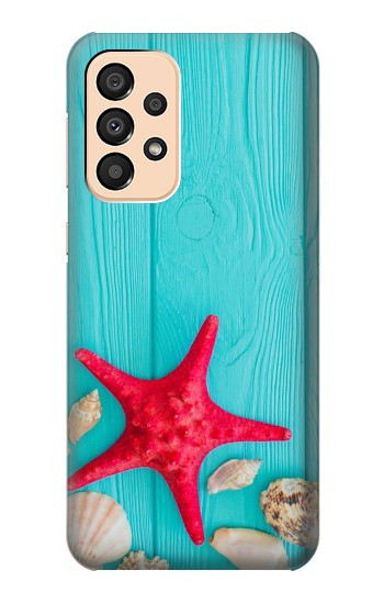 W3428 Aqua Wood Starfish Shell Case Cover Custodia e Flip Case per Samsung Galaxy A33 5G