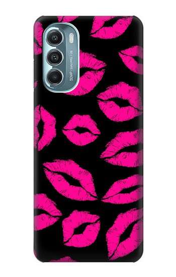 W2933 Pink Lips Kisses on Black Case Cover Custodia e Flip Case per Motorola Moto G Stylus 5G (2022)