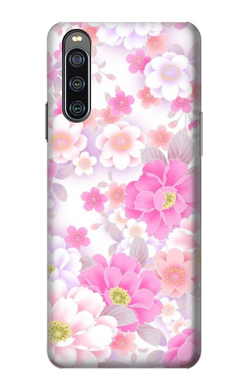 W3036 Pink Sweet Flower Flora Case Cover Custodia e Flip Case per Sony Xperia 10 IV