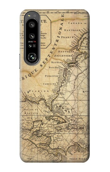 W2506 Exploration North America Map Case Cover Custodia e Flip Case per Sony Xperia 1 IV