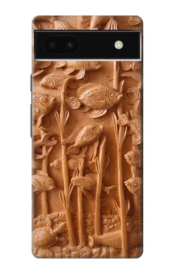 W1307 Fish Wood Carving Graphic Printed Case Cover Custodia e Flip Case per Google Pixel 6a