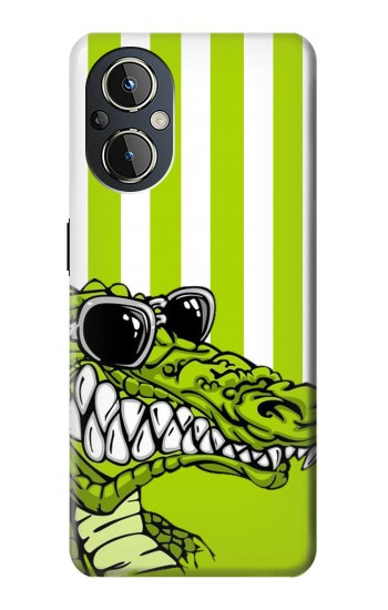 W2323 Funny Green Alligator Crocodile Case Cover Custodia e Flip Case per OnePlus Nord N20 5G