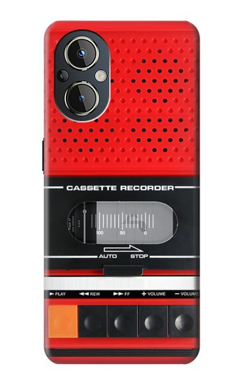 W3204 Red Cassette Recorder Graphic Case Cover Custodia e Flip Case per OnePlus Nord N20 5G