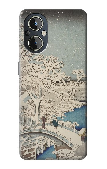 W3350 Utagawa Hiroshige Drum Bridge Yuhi Hill in Meguro Case Cover Custodia e Flip Case per OnePlus Nord N20 5G