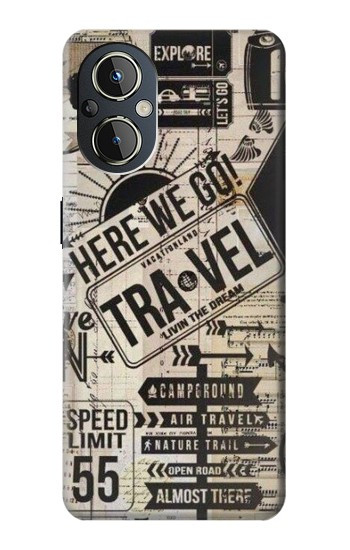 W3441 Vintage Travel Case Cover Custodia e Flip Case per OnePlus Nord N20 5G