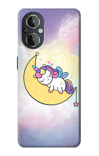 W3485 Cute Unicorn Sleep Case Cover Custodia e Flip Case per OnePlus Nord N20 5G