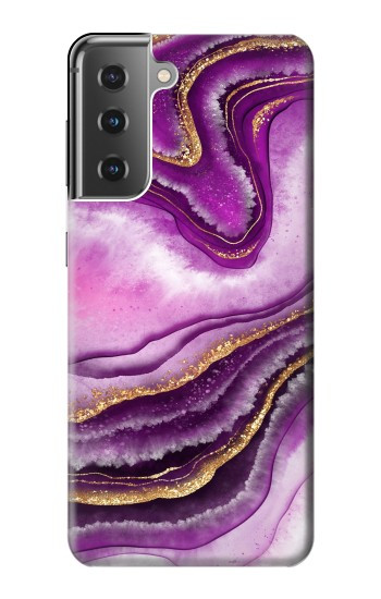 W3896 Purple Marble Gold Streaks Case Cover Custodia e Flip Case per Samsung Galaxy S21 Plus 5G, Galaxy S21+ 5G