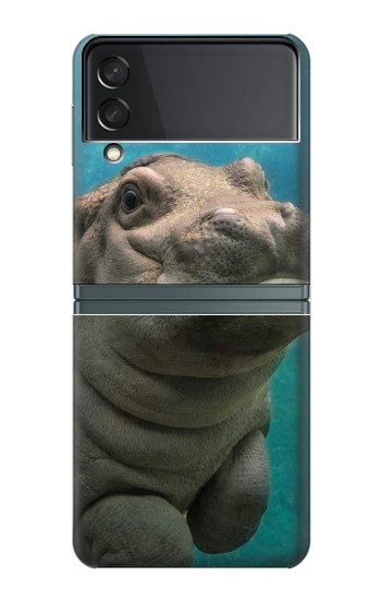 W3871 Cute Baby Hippo Hippopotamus Case Cover Custodia e Flip Case per Samsung Galaxy Z Flip 3 5G
