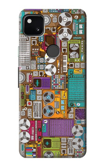 W3879 Retro Music Doodle Case Cover Custodia e Flip Case per Google Pixel 4a