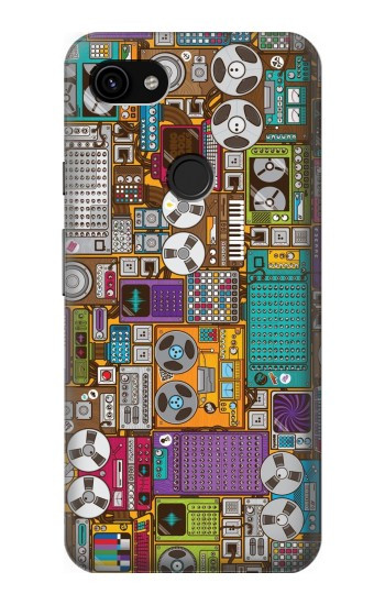 W3879 Retro Music Doodle Case Cover Custodia e Flip Case per Google Pixel 3a XL